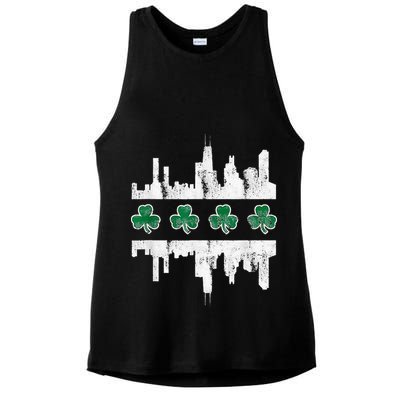 Chirish Southside Irish St Patricks Day Chicago Ladies PosiCharge Tri-Blend Wicking Tank