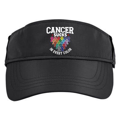 Cancer Sucks In Every Color Cancer Awareness Ribbons Warrior Gift Adult Drive Performance Visor