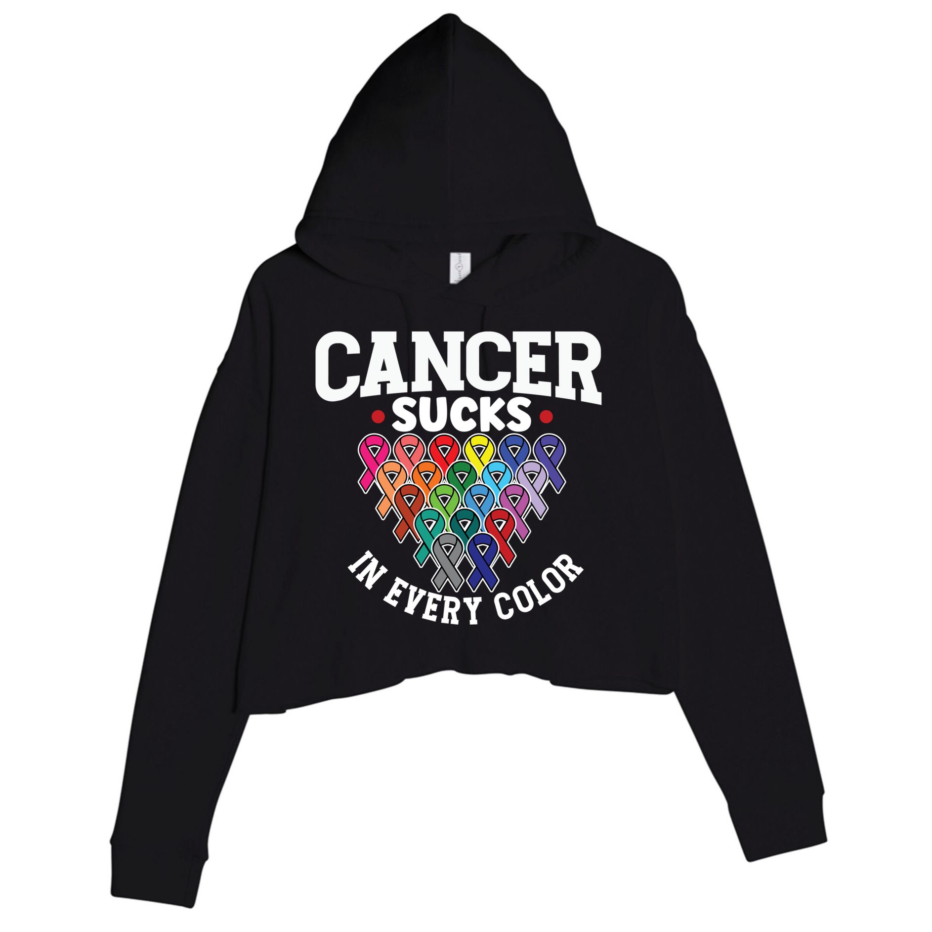 Cancer Sucks In Every Color Cancer Awareness Ribbons Warrior Gift Crop Fleece Hoodie