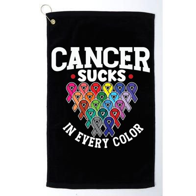 Cancer Sucks In Every Color Cancer Awareness Ribbons Warrior Gift Golf Towel