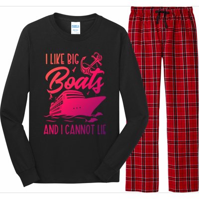 Cruise Ship I Like Bog Boats And I Cannot Lie Funny Great Gift Long Sleeve Pajama Set