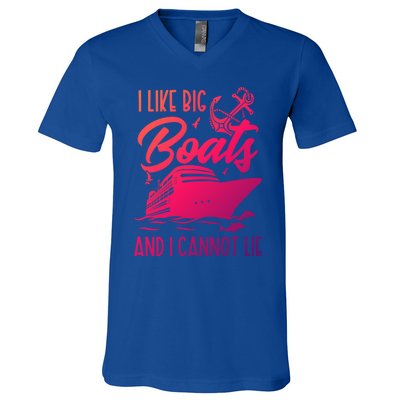 Cruise Ship I Like Bog Boats And I Cannot Lie Funny Great Gift V-Neck T-Shirt