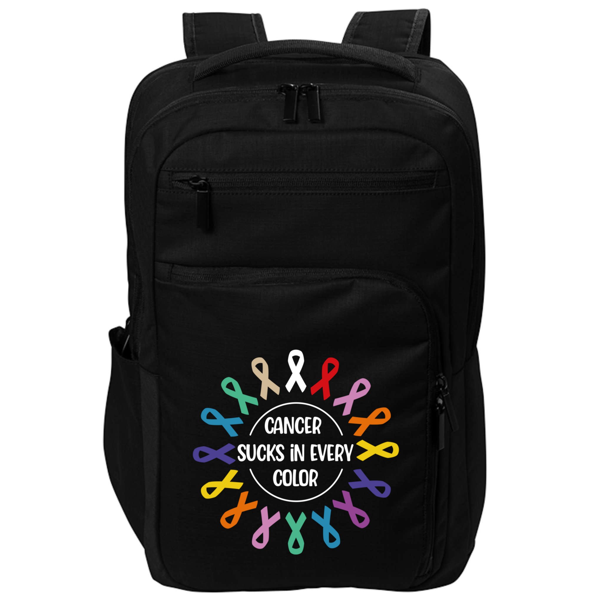 Cancer Sucks In Every Color Fight Cancer Awareness Ribbons Gift Impact Tech Backpack