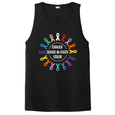 Cancer Sucks In Every Color Fight Cancer Awareness Ribbons Gift PosiCharge Competitor Tank