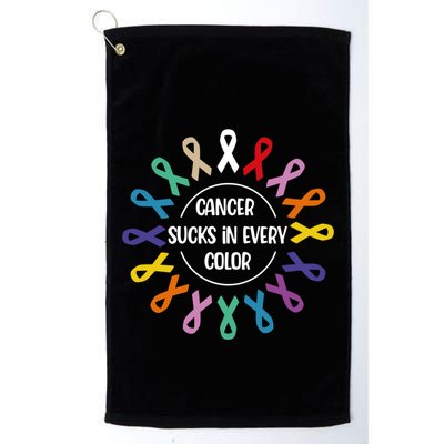 Cancer Sucks In Every Color Fight Cancer Awareness Ribbons Gift Golf Towel