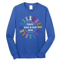 Cancer Sucks In Every Color Fight Cancer Awareness Ribbons Gift Long Sleeve Shirt