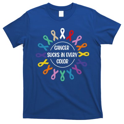 Cancer Sucks In Every Color Fight Cancer Awareness Ribbons Gift T-Shirt