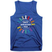 Cancer Sucks In Every Color Fight Cancer Awareness Ribbons Gift Tank Top