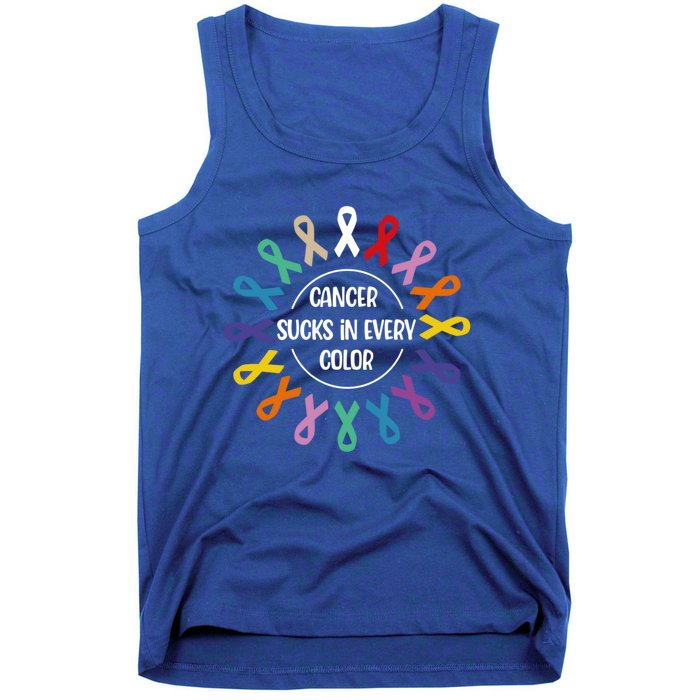 Cancer Sucks In Every Color Fight Cancer Awareness Ribbons Gift Tank Top