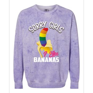 Cool Sorry I Like Bananas Funny Sarcastic Gay Gift Colorblast Crewneck Sweatshirt