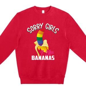 Cool Sorry I Like Bananas Funny Sarcastic Gay Gift Premium Crewneck Sweatshirt