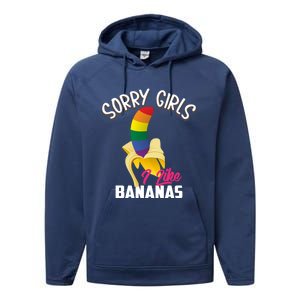 Cool Sorry I Like Bananas Funny Sarcastic Gay Gift Performance Fleece Hoodie