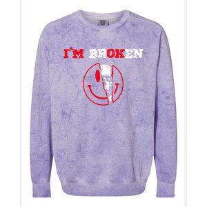 Confused Smile I'm Broken Invisible Illness I'm OK Broken Colorblast Crewneck Sweatshirt