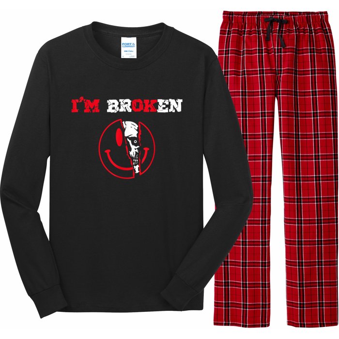 Confused Smile I'm Broken Invisible Illness I'm OK Broken Long Sleeve Pajama Set