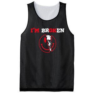 Confused Smile I'm Broken Invisible Illness I'm OK Broken Mesh Reversible Basketball Jersey Tank