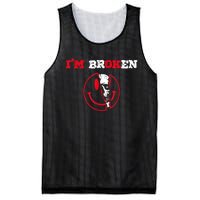 Confused Smile I'm Broken Invisible Illness I'm OK Broken Mesh Reversible Basketball Jersey Tank