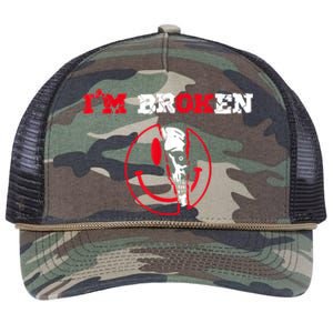 Confused Smile I'm Broken Invisible Illness I'm OK Broken Retro Rope Trucker Hat Cap