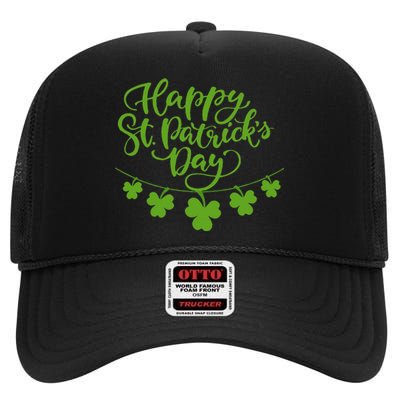 Cool Shamrock Irish Culture Happy St. Patricks Day Women High Crown Mesh Back Trucker Hat