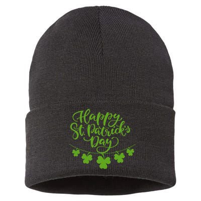 Cool Shamrock Irish Culture Happy St. Patricks Day Women Sustainable Knit Beanie