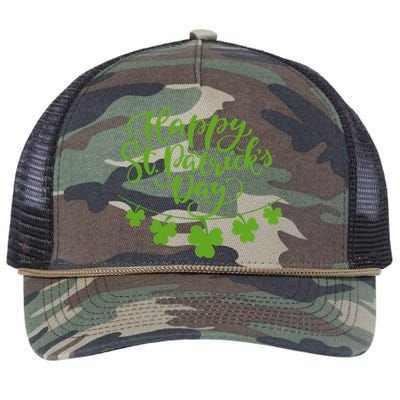 Cool Shamrock Irish Culture Happy St. Patricks Day Women Retro Rope Trucker Hat Cap