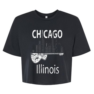 Chicago Souvenir  Illinois Music Electric Guitar Bella+Canvas Jersey Crop Tee