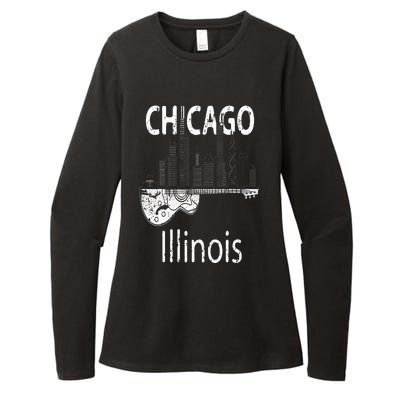 Chicago Souvenir  Illinois Music Electric Guitar Womens CVC Long Sleeve Shirt