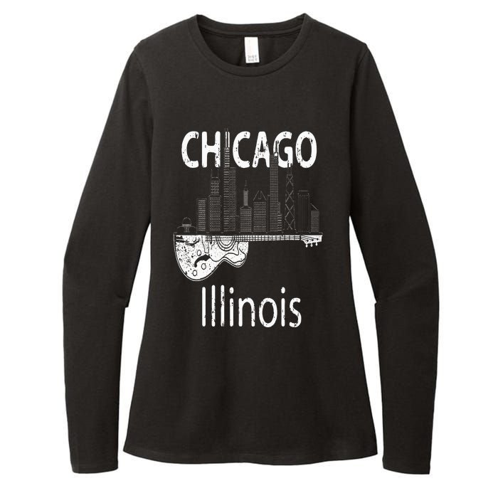 Chicago Souvenir  Illinois Music Electric Guitar Womens CVC Long Sleeve Shirt