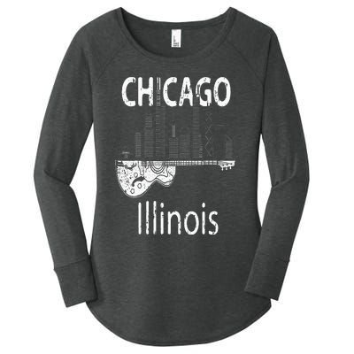 Chicago Souvenir  Illinois Music Electric Guitar Women's Perfect Tri Tunic Long Sleeve Shirt