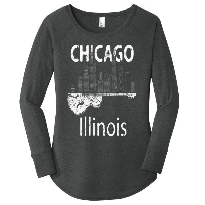 Chicago Souvenir  Illinois Music Electric Guitar Women's Perfect Tri Tunic Long Sleeve Shirt