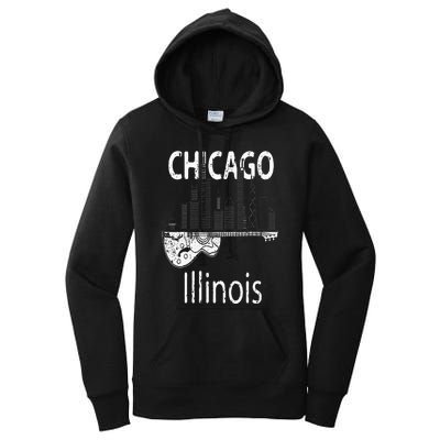 Chicago Souvenir  Illinois Music Electric Guitar Women's Pullover Hoodie