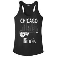 Chicago Souvenir  Illinois Music Electric Guitar Ladies PosiCharge Competitor Racerback Tank