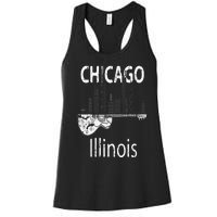 Chicago Souvenir  Illinois Music Electric Guitar Women's Racerback Tank