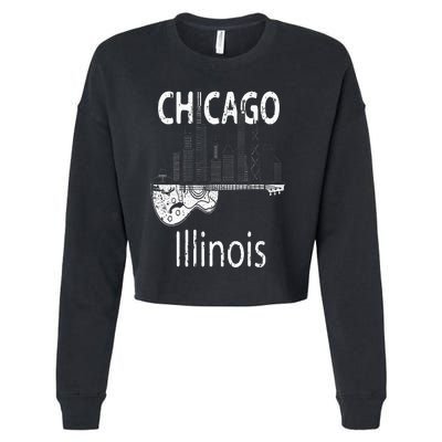 Chicago Souvenir  Illinois Music Electric Guitar Cropped Pullover Crew