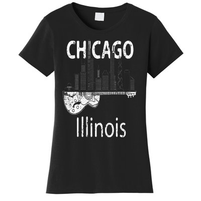 Chicago Souvenir  Illinois Music Electric Guitar Women's T-Shirt