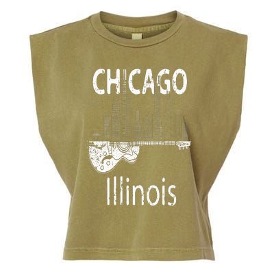 Chicago Souvenir  Illinois Music Electric Guitar Garment-Dyed Women's Muscle Tee