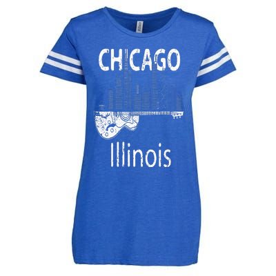 Chicago Souvenir  Illinois Music Electric Guitar Enza Ladies Jersey Football T-Shirt