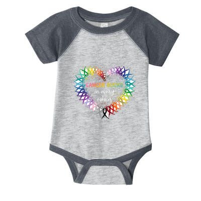 Cancer Sucks In Every Color Cancer Awareness Ribbons Heart Infant Baby Jersey Bodysuit