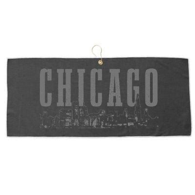 Chicago Skyline Illinois Vintage Chicago Pride Large Microfiber Waffle Golf Towel