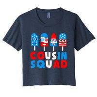 Cousin Squad Ice Cream US American Flag 4th Of July Gift Women's Crop Top Tee