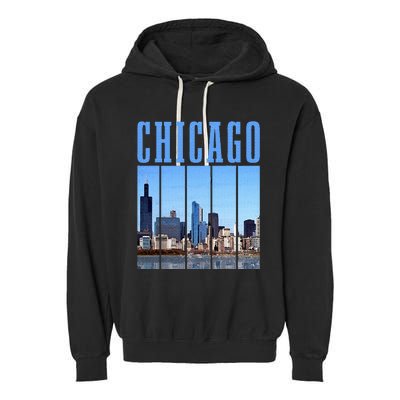 Chicago Skyline Illinois Vintage Pride Chicago Garment-Dyed Fleece Hoodie