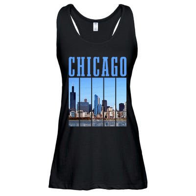 Chicago Skyline Illinois Vintage Pride Chicago Ladies Essential Flowy Tank