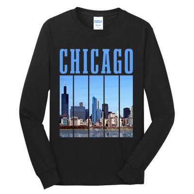 Chicago Skyline Illinois Vintage Pride Chicago Tall Long Sleeve T-Shirt