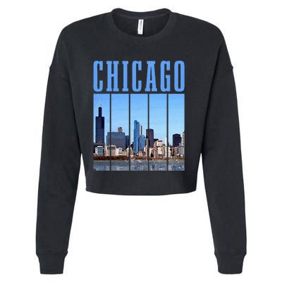 Chicago Skyline Illinois Vintage Pride Chicago Cropped Pullover Crew