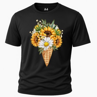 Cute Sunflowers In Ice Cream Cone Performance Shirt