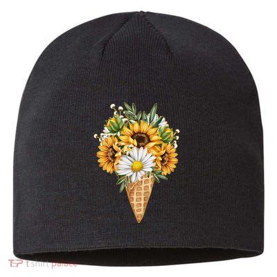 Cute Sunflowers In Ice Cream Cone Sustainable Beanie
