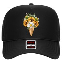 Cute Sunflowers In Ice Cream Cone Trucker Hat