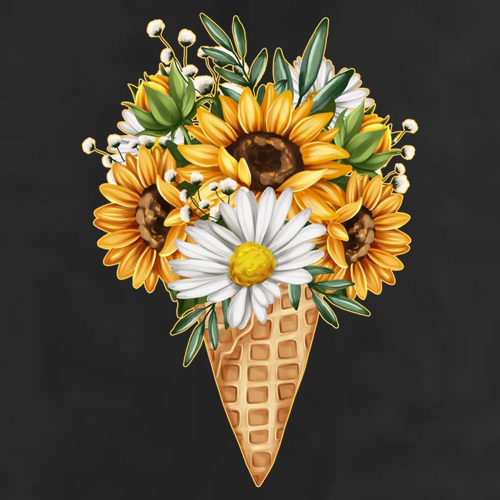 Cute Sunflowers In Ice Cream Cone Trucker Hat