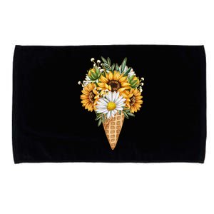 Cute Sunflowers In Ice Cream Cone Microfiber Hand Towel