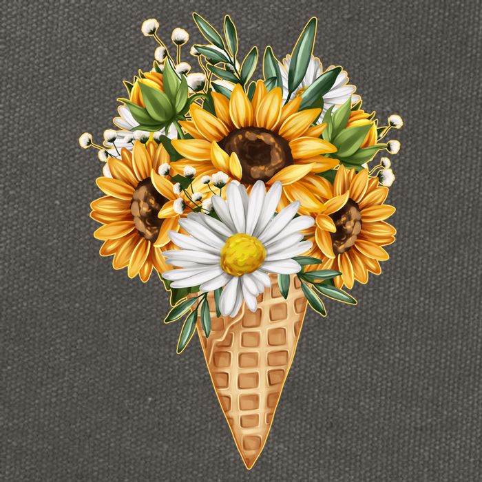 Cute Sunflowers In Ice Cream Cone Cotton Canvas Backpack