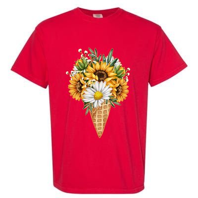 Cute Sunflowers In Ice Cream Cone Garment-Dyed Heavyweight T-Shirt